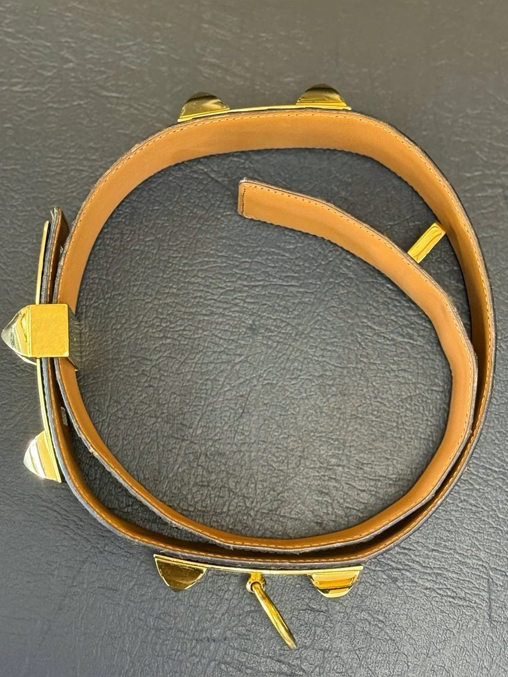 Vintage Hermès Medor Ebene brown CROC collier de chien crocodile belt